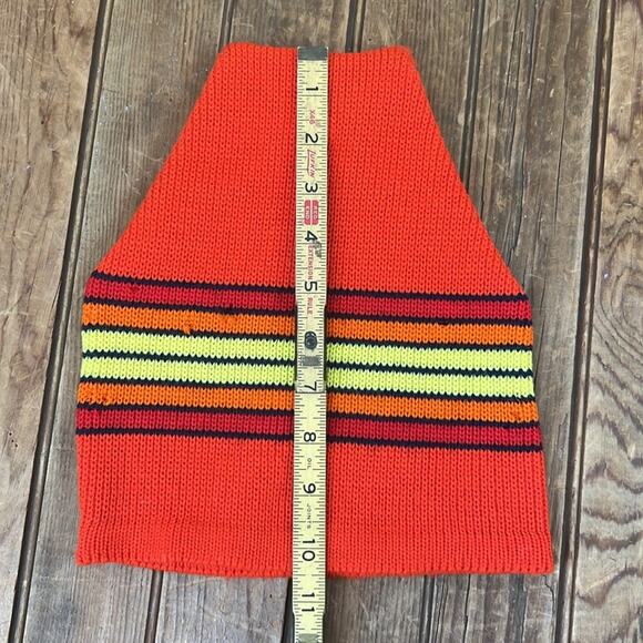 Vintage 1980s acrylic orange striped ski hat rescue me - Picture 5 of 5
